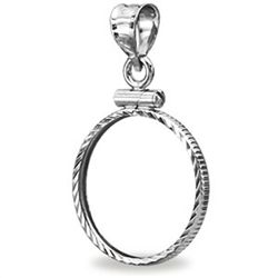14K White Gold Screw-Top Diamond-Cut Coin Bezel - 27 mm