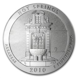 2010-P 5 oz Silver ATB Hot Springs SP-69 PCGS First Str