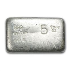 5 oz Prospector's Gold &amp; Gems Silver Bar .999 Fine