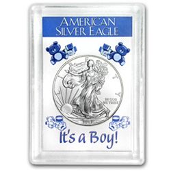 2013 1 oz Silver Eagle in It's a Boy! Design Harris Hol