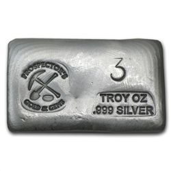 3 oz Prospector's Gold &amp; Gems Silver Bar .999 Fine