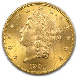 1901 $20 Gold Liberty Double Eagle - MS-63 PCGS