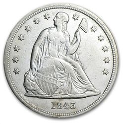1843 Liberty Seated Dollar - Almost Uncirculated