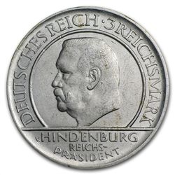 Germany 1929 3 Reichsmark Silver EF/AU Weimar Constitut