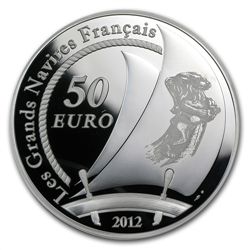 2012 50 Euro 5 oz Silver Proof Great French Ships - The