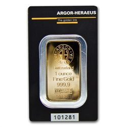 1 oz Argor-Heraeus Gold KineBar .9999 Fine