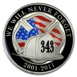1 oz We Will Never Forget Enameled Silver Round (w/Box