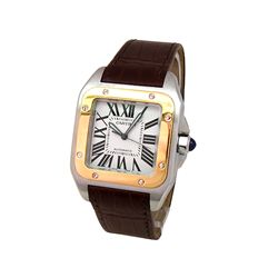 Large Cartier 18K Yellow Gold & Stainless Steel Santos