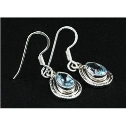 2.20CT Pear Blue Topaz Antique Design 0.925 Earring 3.2