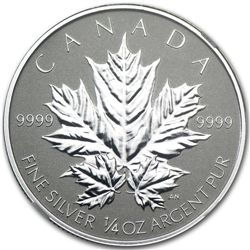2013 1/4 oz Silver Canadian $3 Maple Leaf 25th Anniv. P