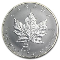 2001 1 oz Silver Canadian Maple Leaf Snake Privy - SP-6