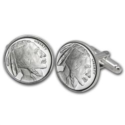 Silver Buffalo Cuff Link &amp; Tie Pin Set