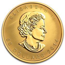 2014 1 oz Gold Reverse Proof Canadian Maple Leaf