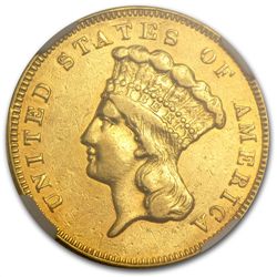 1861 $3 Gold Princess - AU Details NGC (Harshly Cleaned