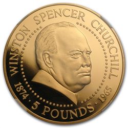 Guernsey 1999 5 Pounds Gold Churchill PF-69 UCAM NGC