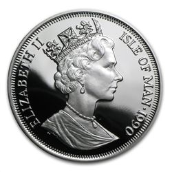 Isle of Man 1990 1 Crown Silver Proof Alley Cat