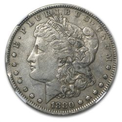 1880 Morgan Dollar XF-40 NGC Curved Clip Mint Error
