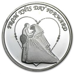 2014 1 oz Wedding Silver Round (w/Gift Box &amp; Capsul