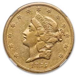1855 $20 Gold Liberty Double Eagle - EF-40 NGC