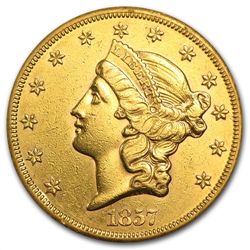 1857-S $20 Liberty Gold Double Eagle - AU Details - (Cl