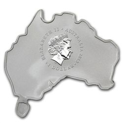 2013 1 oz Silver Australian Platypus - Australian Map S