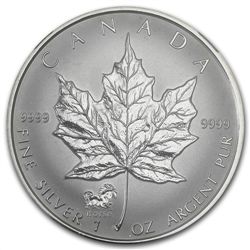 2002 1 oz Silver Canadian Maple Leaf Horse Privy - SP-6