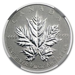 2013 1/10 oz Silver Canadian $2 Maple Leaf 25th Anniv.