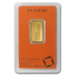 10 gram Valcambi Gold Bar (In Assay) .9999 Fine