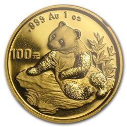 1998 1 oz Gold Chinese Panda MS-69 NGC - Small Date