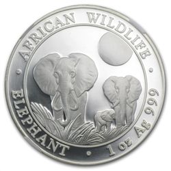 2014 1 oz Silver Somalian African Elephant NGC MS-70 ER