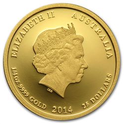 2014 1/4 oz Colorized Proof Gold Lunar Year of the Hors