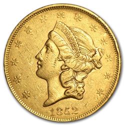 1852 $20 Liberty Gold Double Eagle - XF Details - Clean