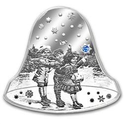 Niue 2012 Proof Silver $2 Christmas Bell with Swarovski
