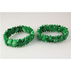 Natural Jade 383.85ctw Stretch Bracelet Lot of 2