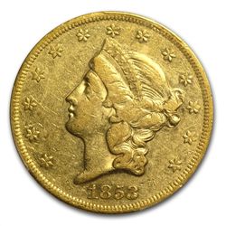 1853 $20 Gold Liberty Double Eagle - XF-40 PCGS