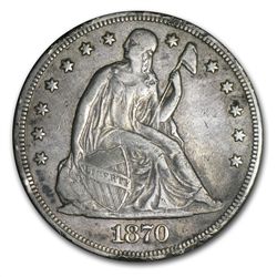 1870-CC Liberty Seated Dollar - Extra Fine Details - Ri
