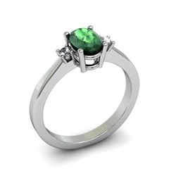 Emerald 0.85 ctw Diamond Ring 14kt White Gold