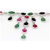 Image 2 : New Design Multi-color 23.04CT Dangles Silver Necklace