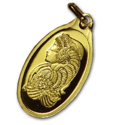2.5 gram Fortuna Oval-Shaped Pamp Suisse Gold Pendant .