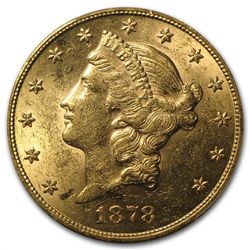 1878 $20 Gold Liberty Double Eagle - AU-58 PCGS