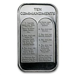 1 oz Ten Commandments Silver Bar (in Portuguese)