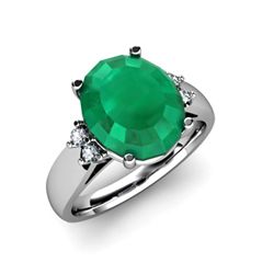 Emerald 5.00 ctw & Diamond Ring 14kt White Gold