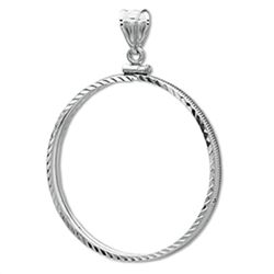 14K White Gold Screw-Top Diamond-Cut Coin Bezel - 16.5