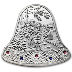Niue 2013 1 oz Silver $2 Christmas Bell with Swarovski