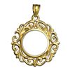 Image 1 : 14K Gold Prong Fancy Filigree Coin Bezel - 14 mm