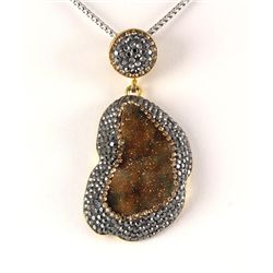 Geode Druzy Natural Stone Pendant Victorian Design