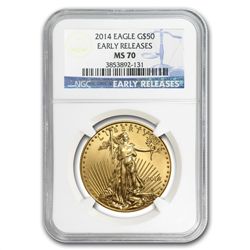 2014 4-Coin Gold American Eagle Set MS-70 NGC Early Rel