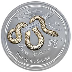 2013 Year of the Snake - 1 oz Gilded Silver (SII) w/Box