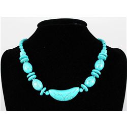 297.88CTW FASHION BEADED TURQUOISE SILVER NECKLACE