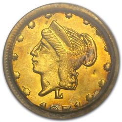 1871 BG-841 Liberty Round 25 Cent Gold MS-62 PCGS